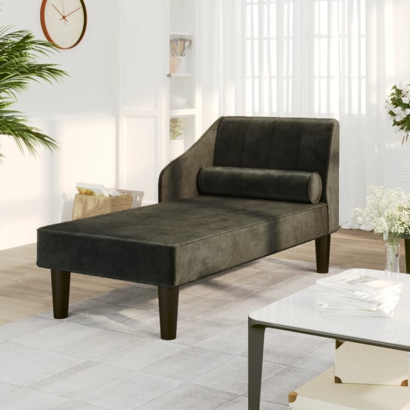 vidaXL Chaiselongue mit Nackenrolle Schwarz Samt vidaXL Chaiselongue mit Nackenrolle Schwarz Samt