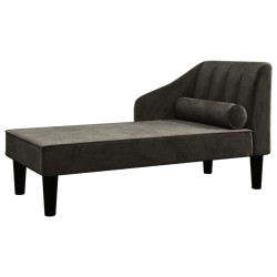 vidaXL Chaiselongue mit Nackenrolle Schwarz Samt