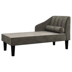 vidaXL Chaiselongue mit Nackenrolle Dunkelgrau Samt