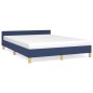 Bettgestell mit Kopfteil Blau 140x190 cm Stoff Bettgestell mit Kopfteil Blau 140x190 cm Stoff