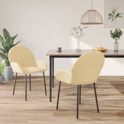 vidaXL Esszimmerstühle 2 Stk. Creme Samt