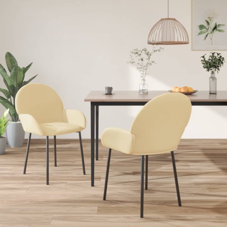 vidaXL Esszimmerstühle 2 Stk. Creme Samt