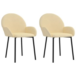 vidaXL Esszimmerstühle 2 Stk. Creme Samt