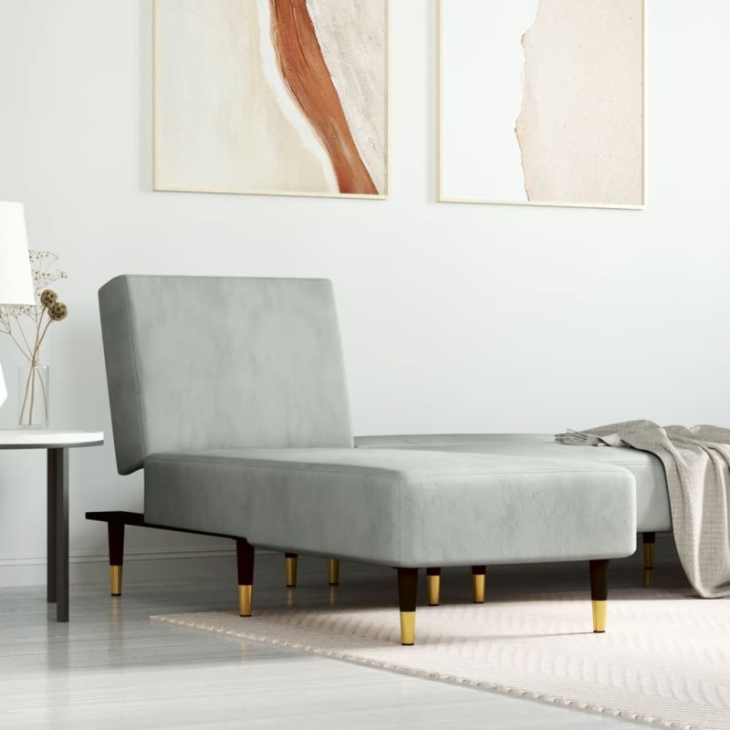 vidaXL Chaiselongue Hellgrau Samt vidaXL Chaiselongue Hellgrau Samt