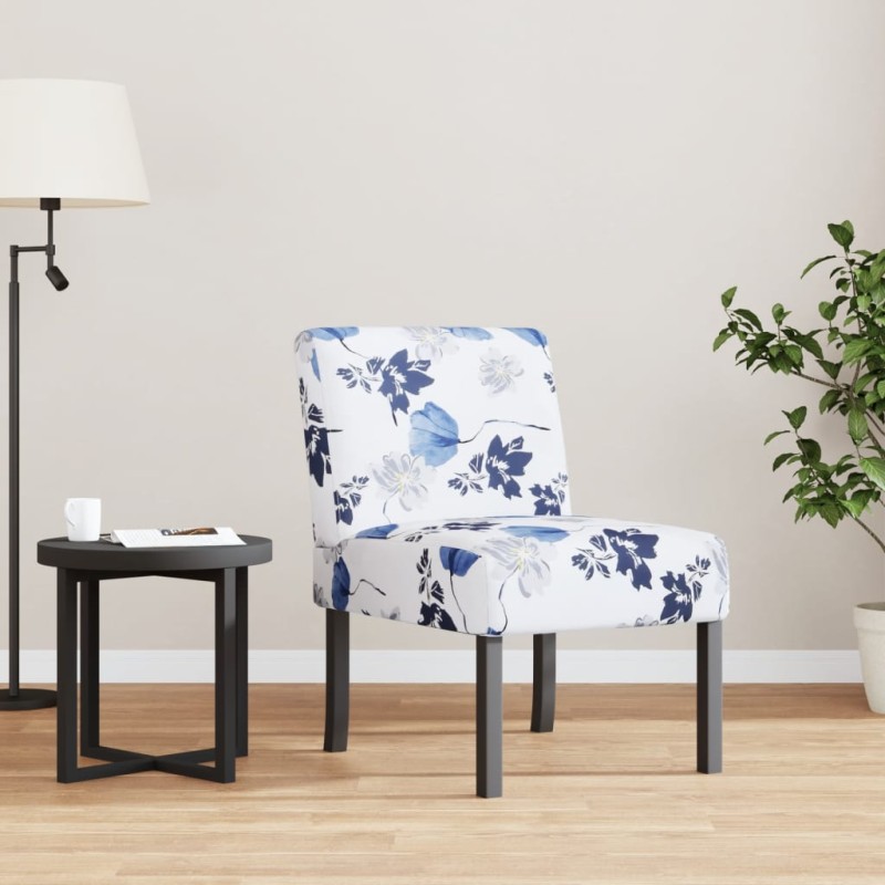 vidaXL Polsterstuhl Blau Blumenmuster Stoff vidaXL Polsterstuhl Blau Blumenmuster Stoff