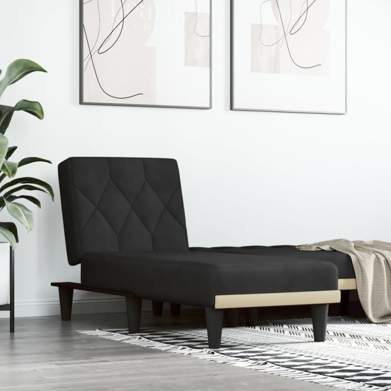 vidaXL Chaiselongue Schwarz Samt vidaXL Chaiselongue Schwarz Samt