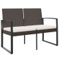 vidaXL Gartenbank 2-Sitzer mit Kissen Braun PP-Rattan vidaXL Gartenbank 2-Sitzer mit Kissen Braun PP-Rattan