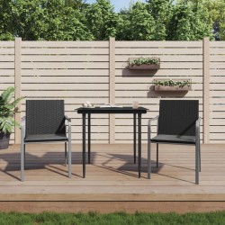 vidaXL Gartenstühle mit Kissen 2 Stk. Schwarz 56x59x84 cm Poly Rattan