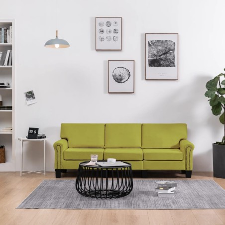 vidaXL 3-Sitzer-Sofa Grün Stoff
