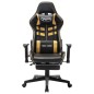 vidaXL Gaming-Stuhl mit Fußstütze Schwarz und Golden Kunstleder vidaXL Gaming-Stuhl mit Fußstütze Schwarz und Golden Kunstleder