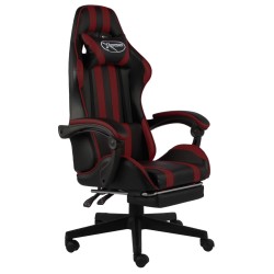 vidaXL Gaming-Stuhl mit Fußstütze Schwarz und Weinrot Kunstleder 