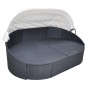 vidaXL Outdoor-Loungebett mit Dach Poly Rattan Schwarz vidaXL Outdoor-Loungebett mit Dach Poly Rattan Schwarz