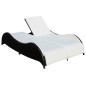 vidaXL Doppel-Sonnenliege mit Auflage Poly Rattan Schwarz vidaXL Doppel-Sonnenliege mit Auflage Poly Rattan Schwarz