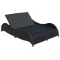 vidaXL Doppel-Sonnenliege mit Auflage Poly Rattan Schwarz vidaXL Doppel-Sonnenliege mit Auflage Poly Rattan Schwarz