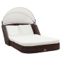 vidaXL Sonnenliege mit Dach Poly Rattan Braun vidaXL Sonnenliege mit Dach Poly Rattan Braun