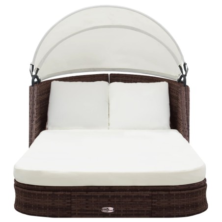vidaXL Sonnenliege mit Dach Poly Rattan Braun