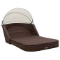 vidaXL Sonnenliege mit Dach Poly Rattan Braun vidaXL Sonnenliege mit Dach Poly Rattan Braun