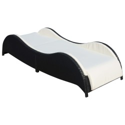 vidaXL Sonnenliege mit Polsterauflage Poly Rattan Schwarz