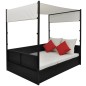 vidaXL Gartenbett mit Baldachin Schwarz 190×130 cm Poly Rattan vidaXL Gartenbett mit Baldachin Schwarz 190×130 cm Poly Rattan