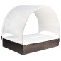 vidaXL Doppel-Sonnenliege mit Sonnendach Poly Rattan Braun vidaXL Doppel-Sonnenliege mit Sonnendach Poly Rattan Braun