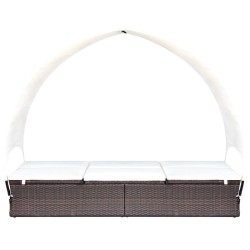 vidaXL Doppel-Sonnenliege mit Sonnendach Poly Rattan Braun