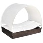 vidaXL Doppel-Sonnenliege mit Sonnendach Poly Rattan Braun vidaXL Doppel-Sonnenliege mit Sonnendach Poly Rattan Braun