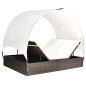 vidaXL Doppel-Sonnenliege mit Sonnendach Poly Rattan Braun vidaXL Doppel-Sonnenliege mit Sonnendach Poly Rattan Braun