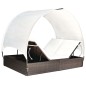 vidaXL Doppel-Sonnenliege mit Sonnendach Poly Rattan Braun vidaXL Doppel-Sonnenliege mit Sonnendach Poly Rattan Braun
