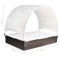vidaXL Doppel-Sonnenliege mit Sonnendach Poly Rattan Braun vidaXL Doppel-Sonnenliege mit Sonnendach Poly Rattan Braun