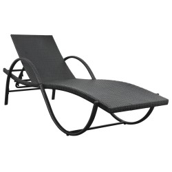 vidaXL Sonnenliege mit Auflage Poly Rattan Schwarz