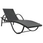vidaXL Sonnenliege mit Auflage Poly Rattan Schwarz vidaXL Sonnenliege mit Auflage Poly Rattan Schwarz