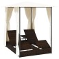 vidaXL Doppel-Sonnenliege mit Vorhang Poly Rattan Braun vidaXL Doppel-Sonnenliege mit Vorhang Poly Rattan Braun