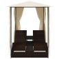 vidaXL Doppel-Sonnenliege mit Vorhang Poly Rattan Braun vidaXL Doppel-Sonnenliege mit Vorhang Poly Rattan Braun