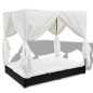 vidaXL Outdoor-Loungebett mit Vorhang Poly Rattan Schwarz vidaXL Outdoor-Loungebett mit Vorhang Poly Rattan Schwarz