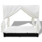 vidaXL Outdoor-Loungebett mit Vorhang Poly Rattan Schwarz vidaXL Outdoor-Loungebett mit Vorhang Poly Rattan Schwarz