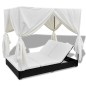 vidaXL Outdoor-Loungebett mit Vorhang Poly Rattan Schwarz vidaXL Outdoor-Loungebett mit Vorhang Poly Rattan Schwarz