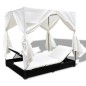 vidaXL Outdoor-Loungebett mit Vorhang Poly Rattan Schwarz vidaXL Outdoor-Loungebett mit Vorhang Poly Rattan Schwarz