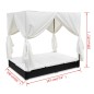 vidaXL Outdoor-Loungebett mit Vorhang Poly Rattan Schwarz vidaXL Outdoor-Loungebett mit Vorhang Poly Rattan Schwarz