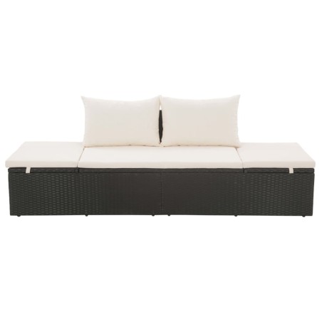 vidaXL Gartenbett Schwarz 195×60 cm Poly Rattan