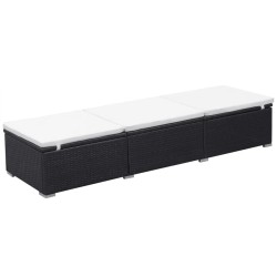 vidaXL Sonnenliege mit Auflage Poly Rattan Schwarz