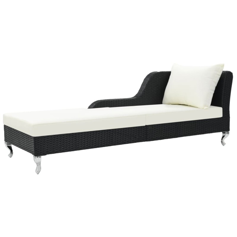 vidaXL Sonnenliege mit Auflage Poly Rattan Schwarz vidaXL Sonnenliege mit Auflage Poly Rattan Schwarz