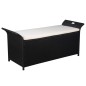 vidaXL Truhenbank mit Polster 138 cm Poly Rattan Schwarz vidaXL Truhenbank mit Polster 138 cm Poly Rattan Schwarz