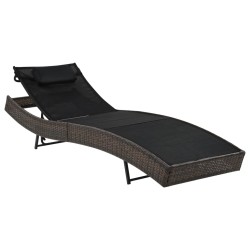 vidaXL Sonnenliege mit Auflage Poly Rattan Braun