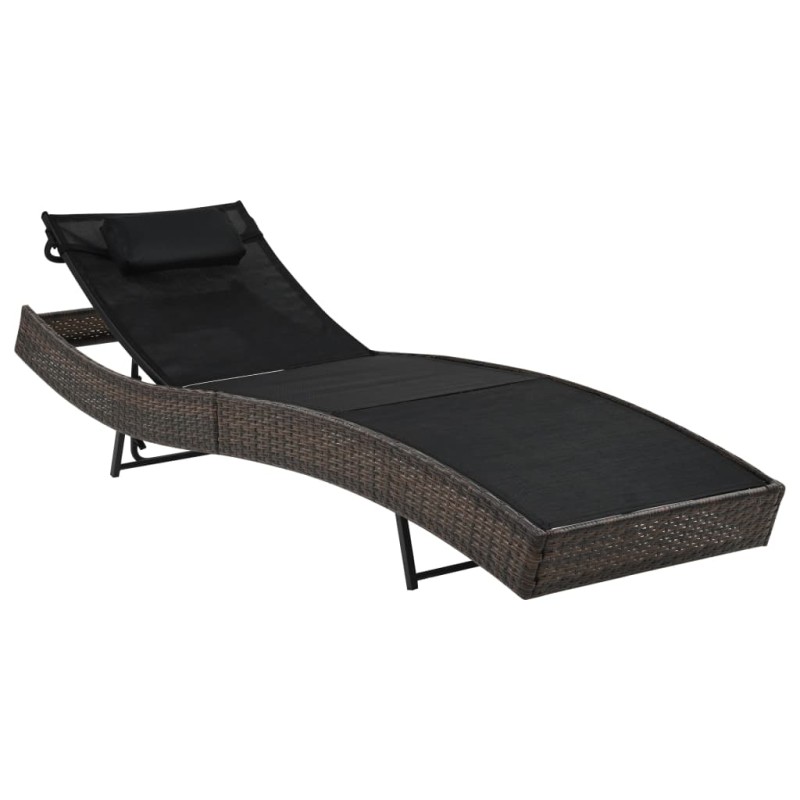 vidaXL Sonnenliege mit Auflage Poly Rattan Braun vidaXL Sonnenliege mit Auflage Poly Rattan Braun