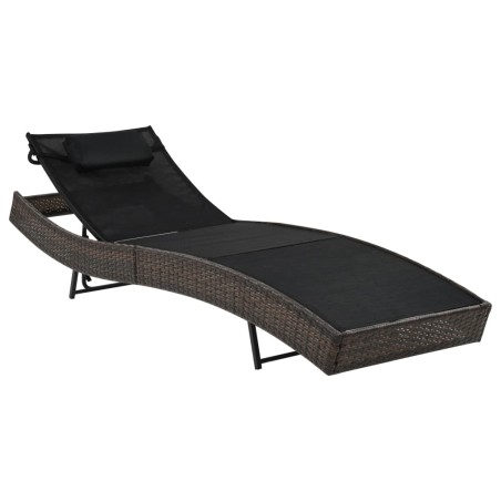 vidaXL Sonnenliege mit Auflage Poly Rattan Braun