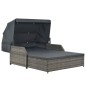 vidaXL 2-Personen-Sonnenliege mit Sonnendach Poly Rattan Grau vidaXL 2-Personen-Sonnenliege mit Sonnendach Poly Rattan Grau