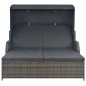 vidaXL 2-Personen-Sonnenliege mit Sonnendach Poly Rattan Grau vidaXL 2-Personen-Sonnenliege mit Sonnendach Poly Rattan Grau