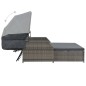 vidaXL 2-Personen-Sonnenliege mit Sonnendach Poly Rattan Grau vidaXL 2-Personen-Sonnenliege mit Sonnendach Poly Rattan Grau