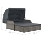vidaXL 2-Personen-Sonnenliege mit Sonnendach Poly Rattan Grau vidaXL 2-Personen-Sonnenliege mit Sonnendach Poly Rattan Grau