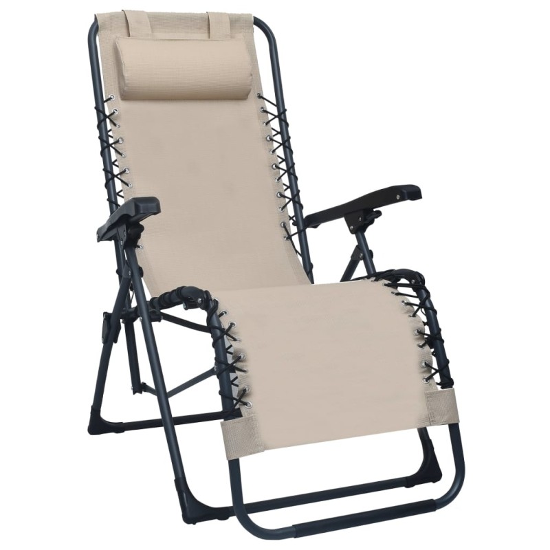 vidaXL Klappbarer Liegestuhl Creme Textilene vidaXL Klappbarer Liegestuhl Creme Textilene